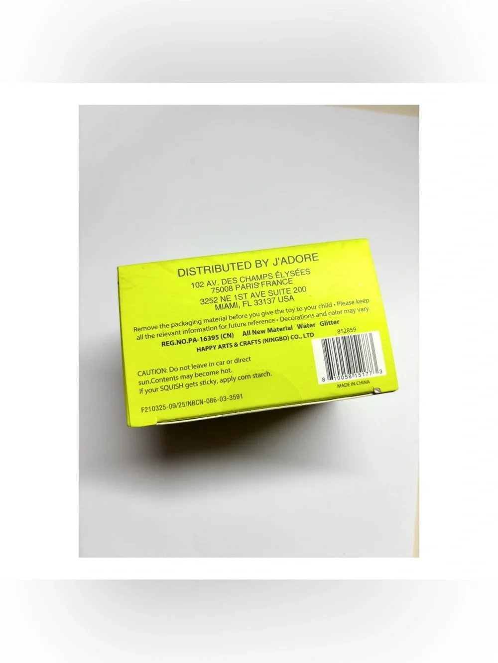 J'adore Glitter Cloud Yellow Squishy Sensory Glitter Squeeze Toy
